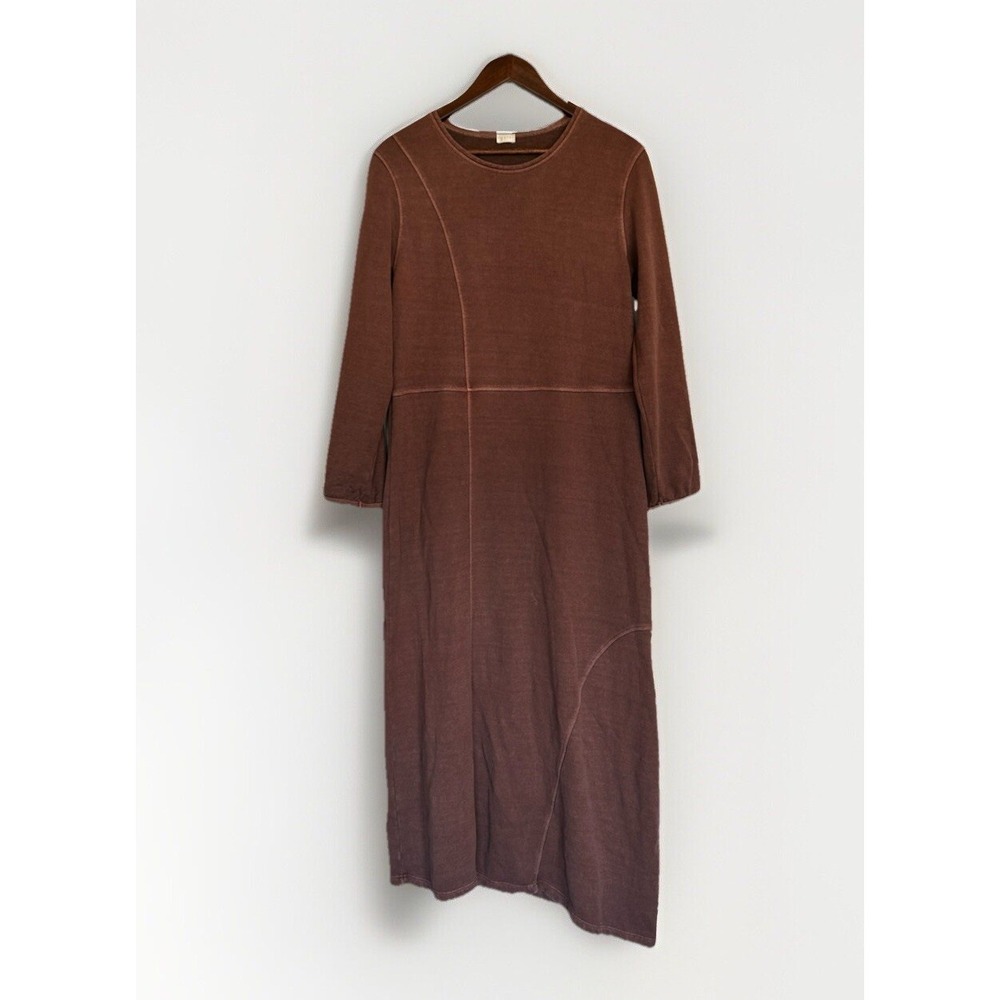 Poetry Hemp Cotton Maxi Dress 8 Brown Asymmetrical Lagenlook Boho Long